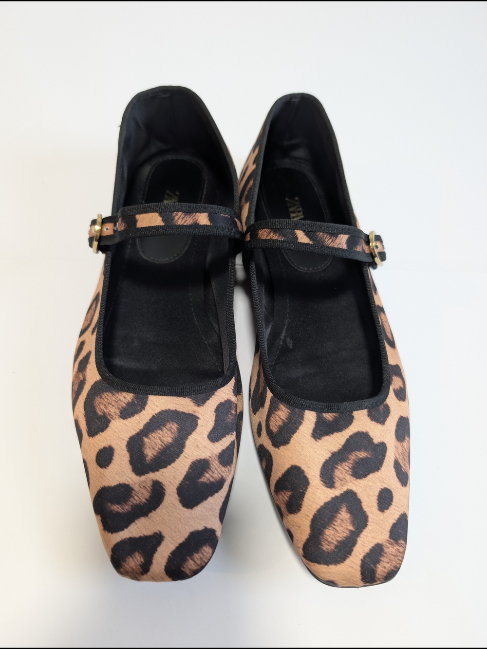 ZARA Women’s Animal Print Mary Jane Flats Buckle Strap Square Toe 10